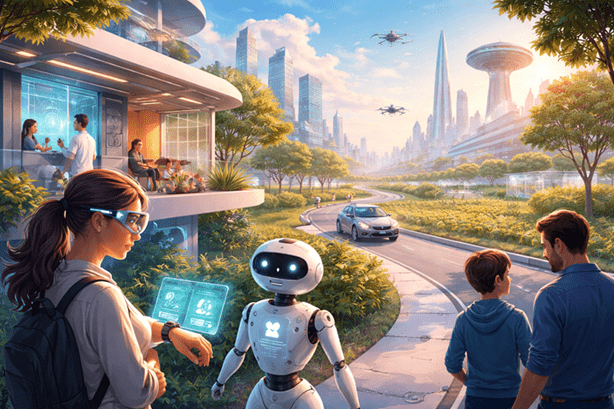 ۲۰۳۵ چگونه زندگی میکنیم؟ جهانی که هوش مصنوعی ساخته است 1 زندگی روزمره انسانها در سال ۲۰۳۵ با حضور هوش مصنوعی، شهرهای هوشمند و دستیارهای دیجیتال