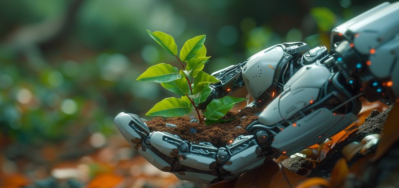 تصویر نمادین از تقابل دنیای دیجیتال و طبیعت